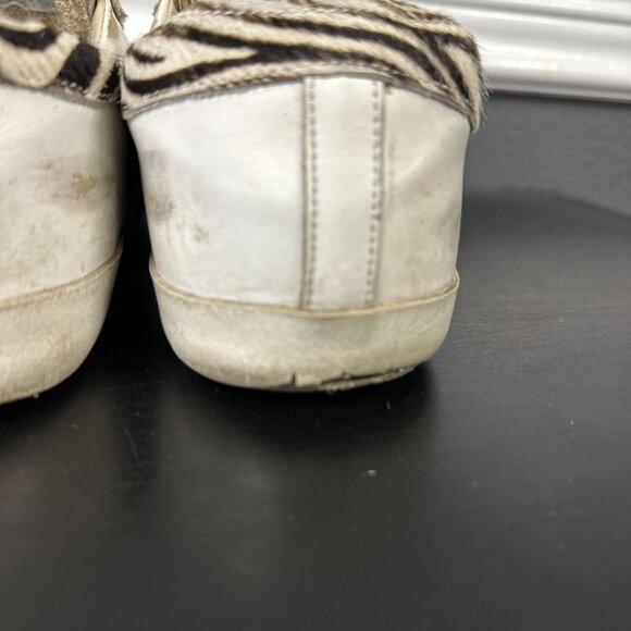 Golden Goose Superstar White Silver Pony Ziger Sneakers Leather Size 38 Womens - Picture 3 of 10